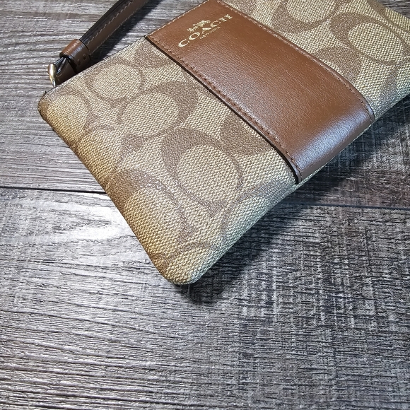 Coach - Tan and Brown Signature Wristlet - Picture 5 of 7